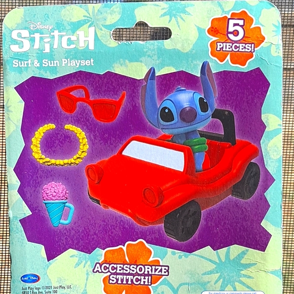 Disney Stitch 5 Pieces Surf And Sun Playset 2" Figure - Picture 3 of 3